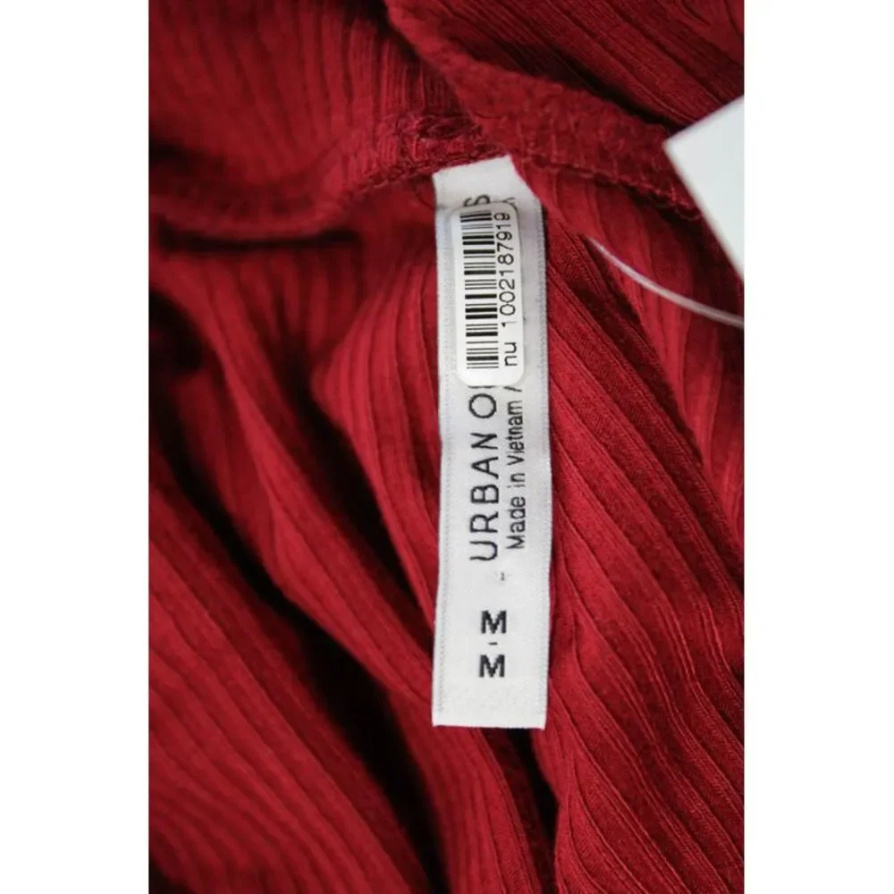 Urban Outfitters Womens Long Sleeve Cut Out Keyhole Ribbed Dress Red Size Medium